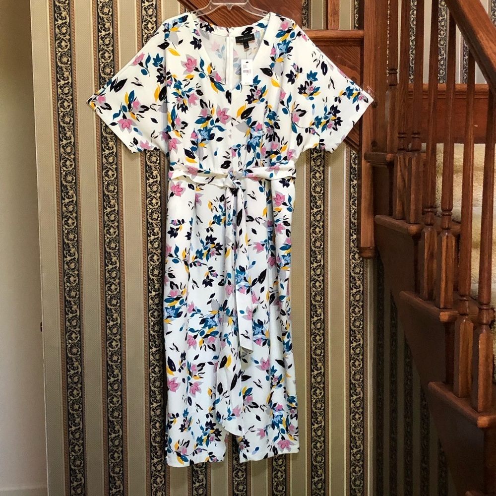 Lane Bryant Floral Dolman Sleeve Belted Jumpsuit - 20